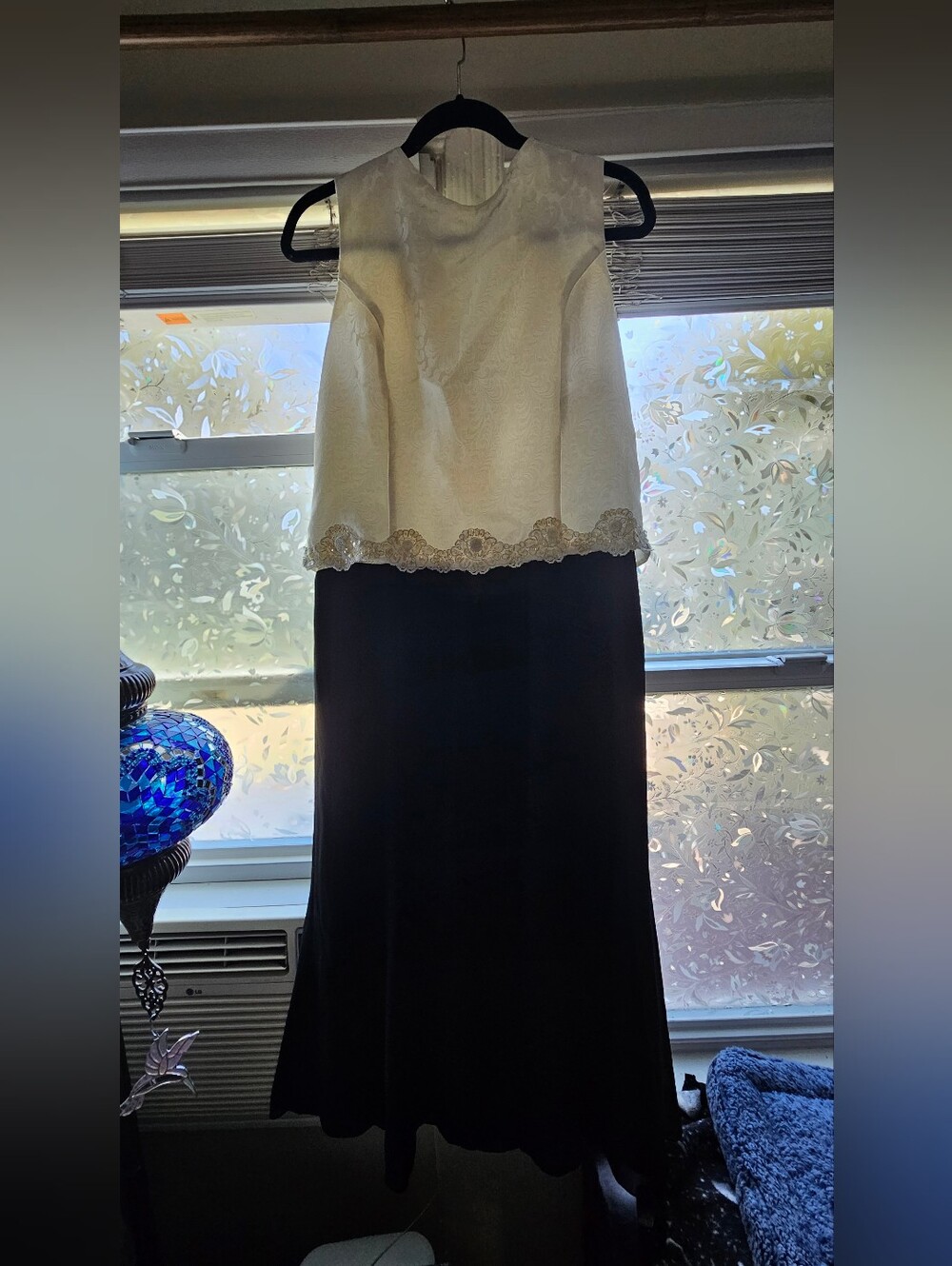 Vintage Scott McClintock Ivory Black Formal Gown Dress Size 14